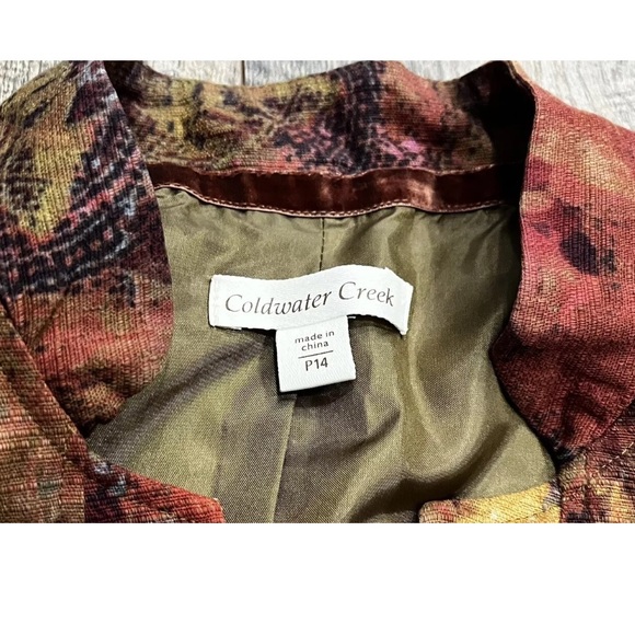 Coldwater Creek Warm Colored Lined Hip Length Blazer, Button Closure, Size 14P - Picture 8 of 11